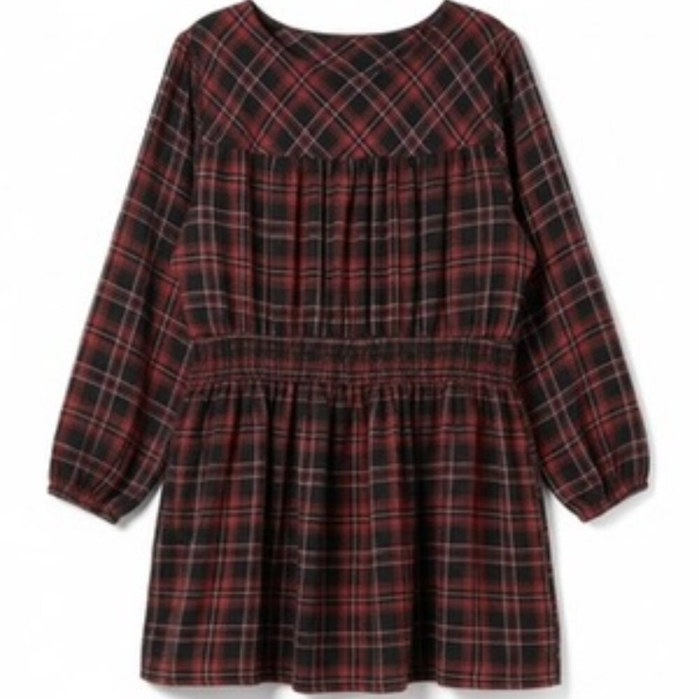 NWT Torrid Babydoll Crinkle Flannel Gauze Smocked Tie Waist Black/Red SZ 4 (26) - Picture 4 of 6